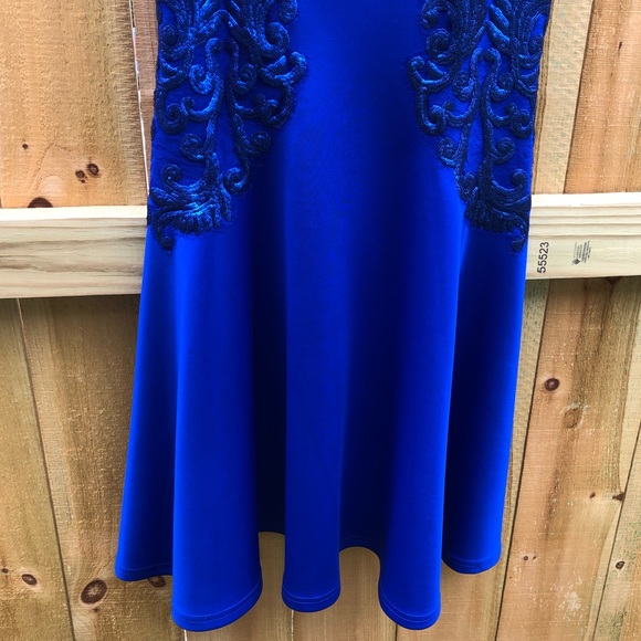 Tadashi Shoji Royal Blue Sheath Dress with Paisley Sequins Medium - Picture 4 of 12